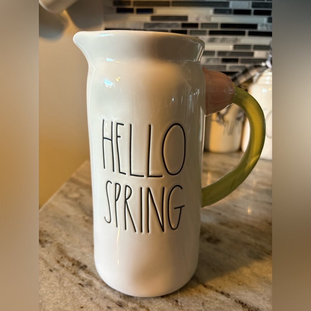 Rae Dunn Hello Spring Ceramic Pitcher